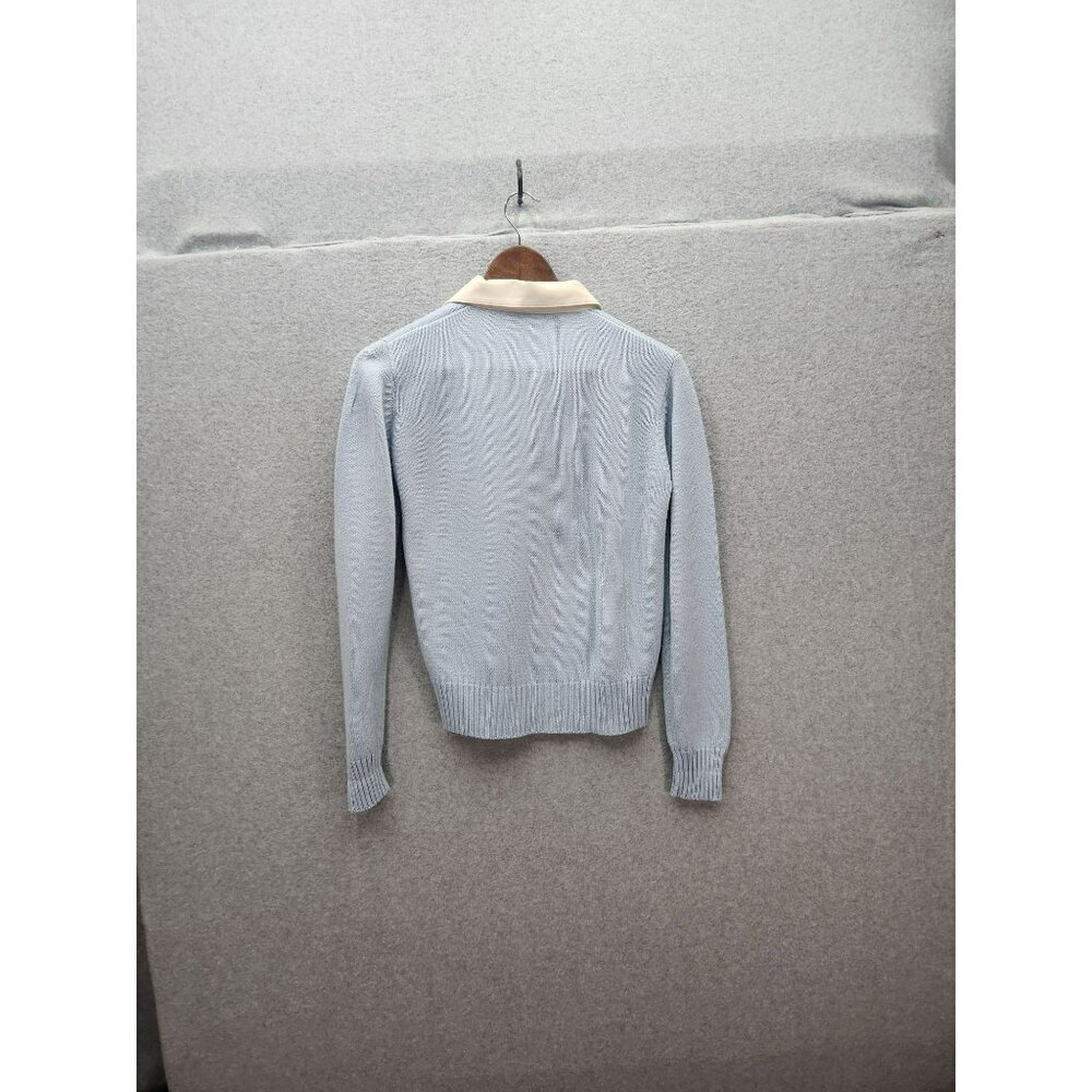 L. Simsbury Argyle Sweater Medium Blue & Cream Collar - Picture 5 of 5